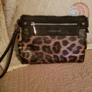 Liz Claiborne leopard wristlet